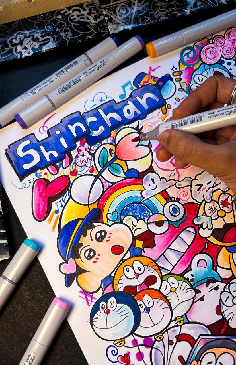 "DORAEMON & SHINCHAN" Original On Paper