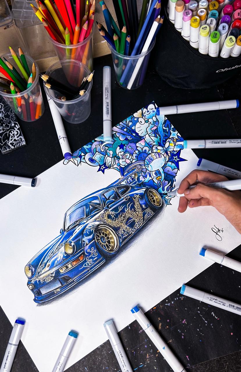 "Porsche x Doodles" Original On Paper