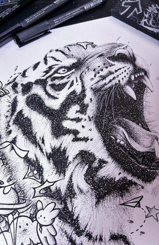 "Trippy Tiger" Original On Paper