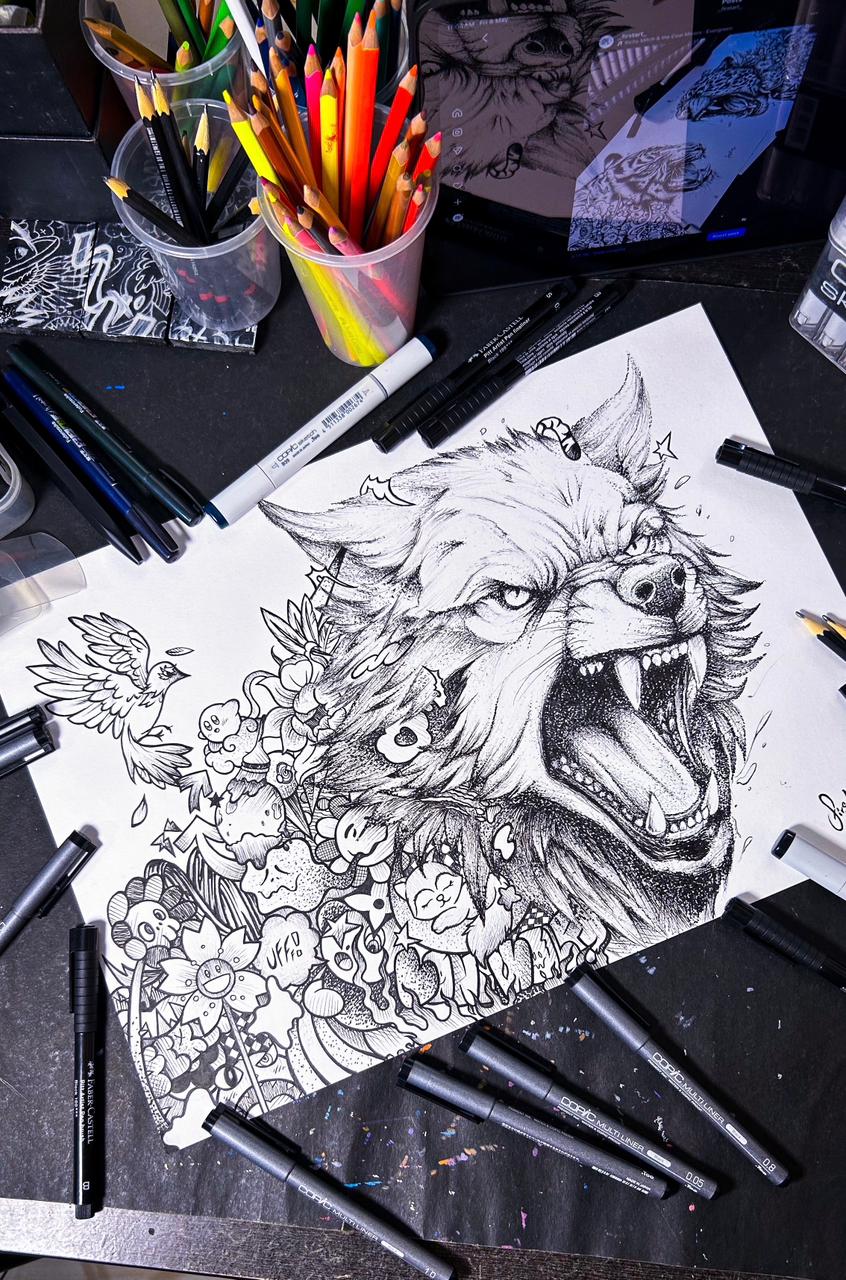 “Lone Wolf” Original On Paper