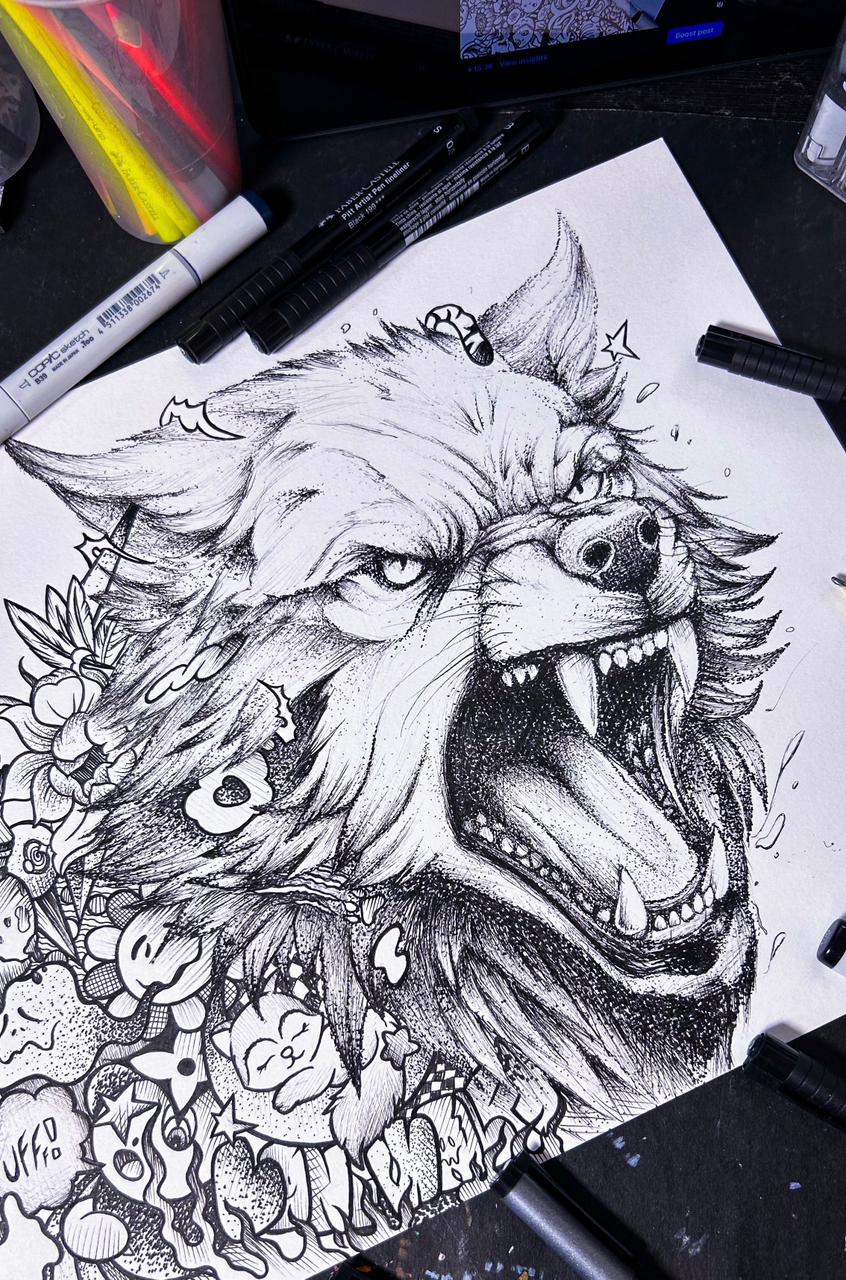 “Lone Wolf” Original On Paper