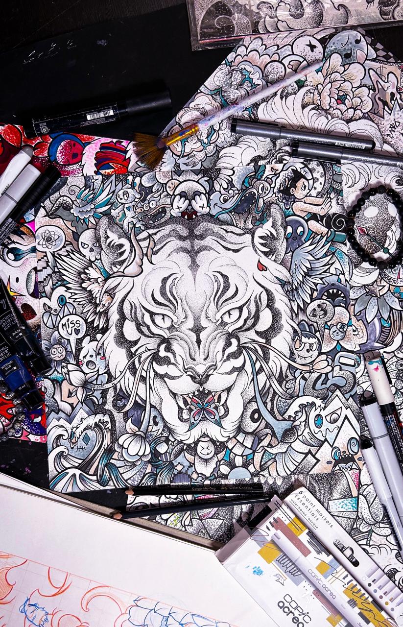 "Black Tora" Original On Paper