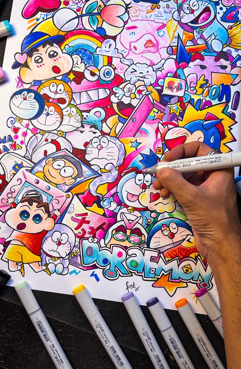 "DORAEMON & SHINCHAN" Original On Paper