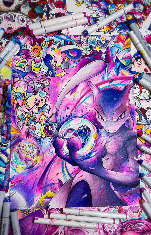 “Mewtwo X Doodles!” Original On Paper
