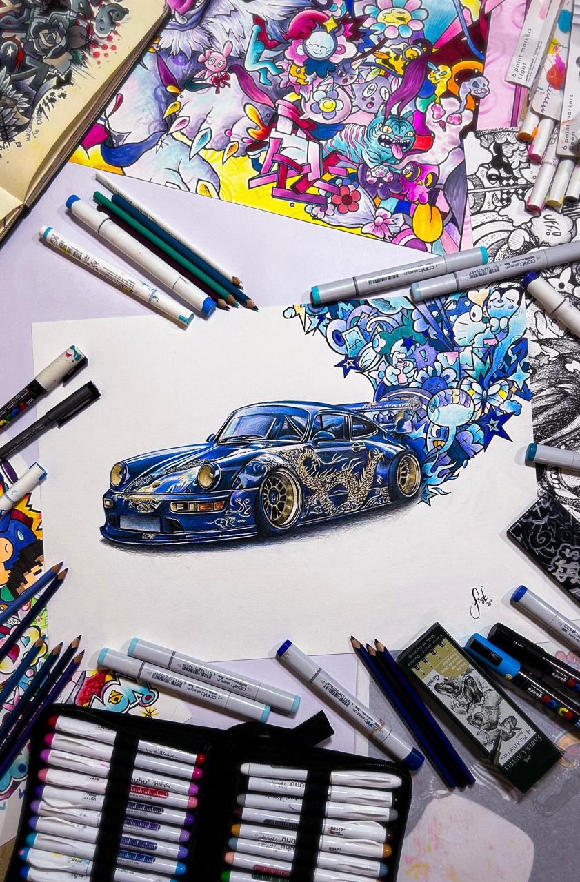 "Porsche x Doodles" Original On Paper